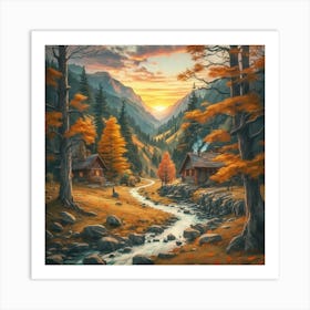 A peaceful, lively autumn landscape 9 Art Print