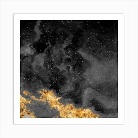 100 Nebulas in Space with Stars Abstract in Black and Gold n.008 Art Print