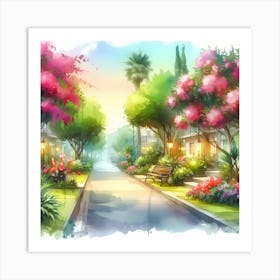 Watercolor Street Scene Art Print