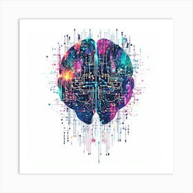 Digital Brain Canvas Print Art Print