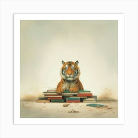 Tiger On Books Poster