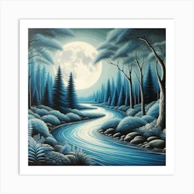 Moonlight In The Forest 2 Art Print