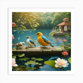 Birds On A Bridge Art Print