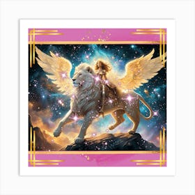 Archangel Xandine on Krogar the Celestial Lion Art Print