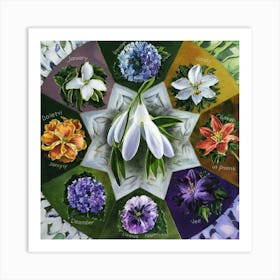 Birth flowers family bouquet 17 Art Print