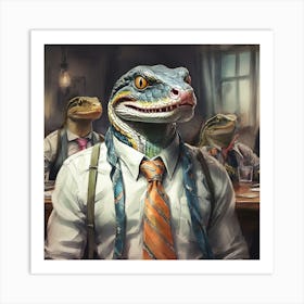 Lizards In Suits 1 Art Print