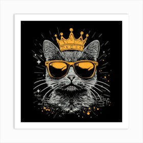 Generated AI. Wall Art PrintFeaturing A Gray Cat With Golden Poster