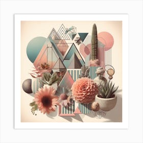 Dreaming of Spring: A Surreal Collage of Pastel Botanicals and Vintage Photos Art Print