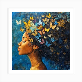 Butterfly In A Woman'S Hair Art Print