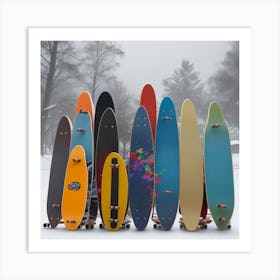 Longboards In The Snow Art Print