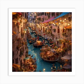 Venice At Night 1 Art Print