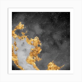 100 Nebulas in Space with Stars Abstract in Black and Gold n.040 Art Print
