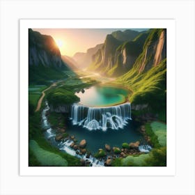 Waterfall In The Mountains 3 Art Print