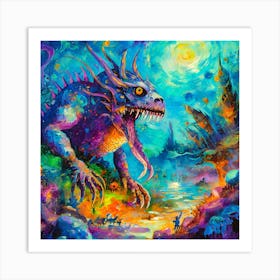 Dragon In The Night Art Print