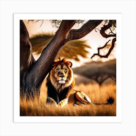 Lion In The Grass 6 Art Print