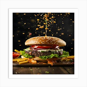 Burger With Ketchup Art Print