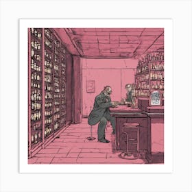 Bartender At The Bar Art Print