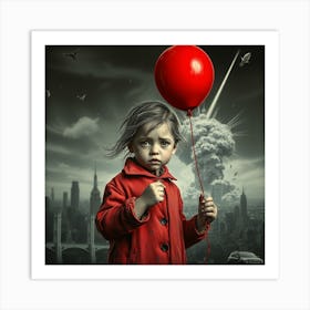 Little Girl With Red Balloon 1 Art Print