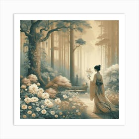 Woman In The Woods Art Print