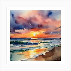 Sunset Watercolor Painting 2 Art Print