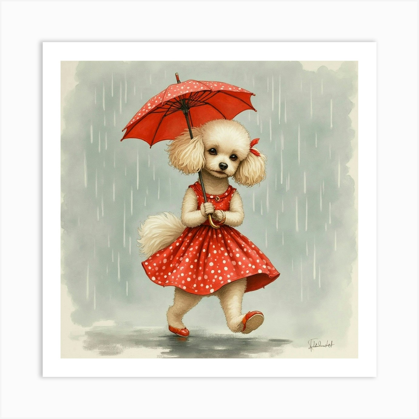 Red Poodle Umbrella Red Poodle Umbrella