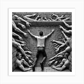 Man Reaching For His Hands 2 Art Print