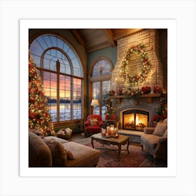 Christmas Living Room Art Print