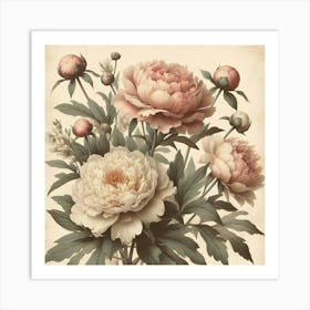 Peonies In A Vase Art Print