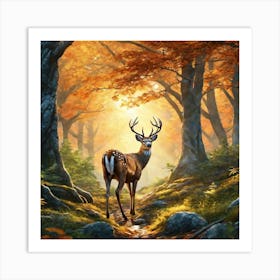 Deer In The Forest 176 Art Print