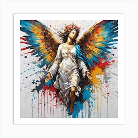 Angel With Colorful Wings Art Print