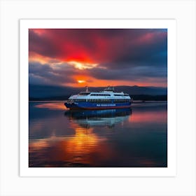 Sunset On A Ferry 10 Art Print