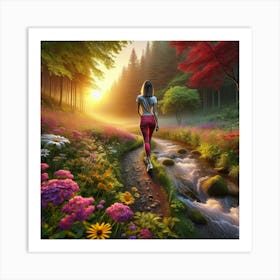 Walking Beside The Wild Flowers Art Print