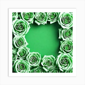 Green Roses On Green Background 3 Art Print