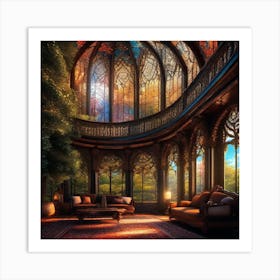 Room With Stained Glass Windows Art Print