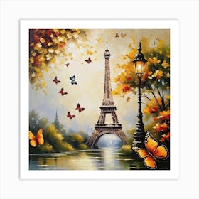 Paris With Butterflies 95 Art Print