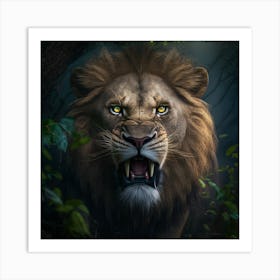 Lion In The Forest 5 Art Print