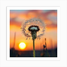 Sunset Dandelion Art Print