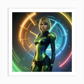 Girl In A Futuristic Suit Art Print