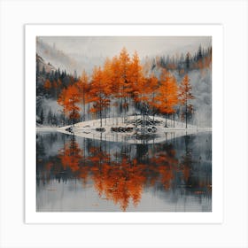 Autumn Trees In A Lake Art Print