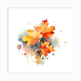 Watercolor Autumn Leaves Art Print