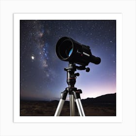 Night Sky With Telescope 1 Art Print