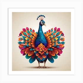 Colorful Peacock 2 Art Print