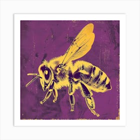 Bee on purple Art Print