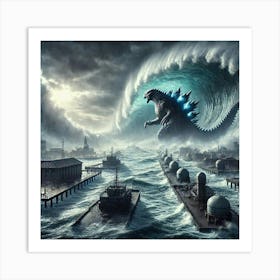 A Dramatic Scene Showing Maelstrom The Storm Leviathan Tidal Surge Art Print