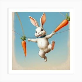 Bunny With Carrots Art Print