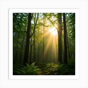 Sunrise In The Forest Art Print