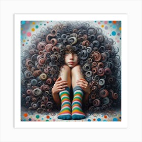 Girl With Curly Hair 2 Art Print