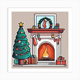 Christmas Fireplace Art Print