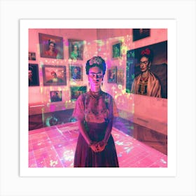 Frida's Virtual Gallery Series. Kahlo is Her Own Virtual Curator. 2 Art Print