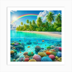 Rainbow Over The Ocean Art Print